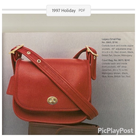Vintage Coach Legacy Small Flap #9965 in Mahogany with brass turnlock closure. - Picture 8 of 9